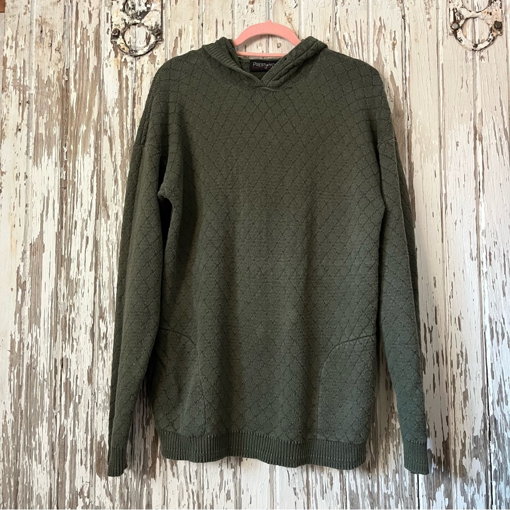 Vintage Quilted Knit Hooded Sweater